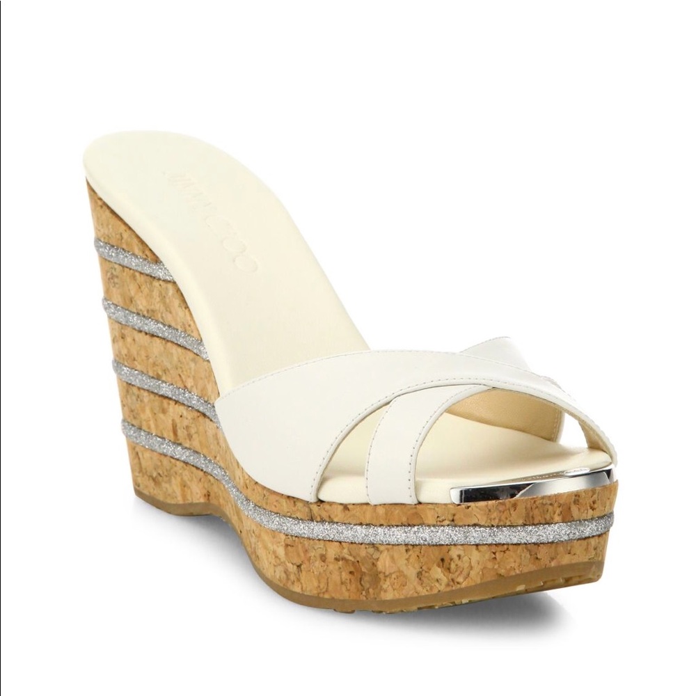 NWT JIMMY CHOO SLIDE ON CORK WEDGES
